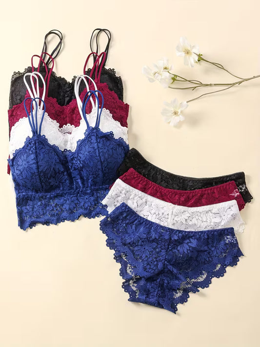 Conjunto de Ropa Interior y Bragas (x4 piezas )